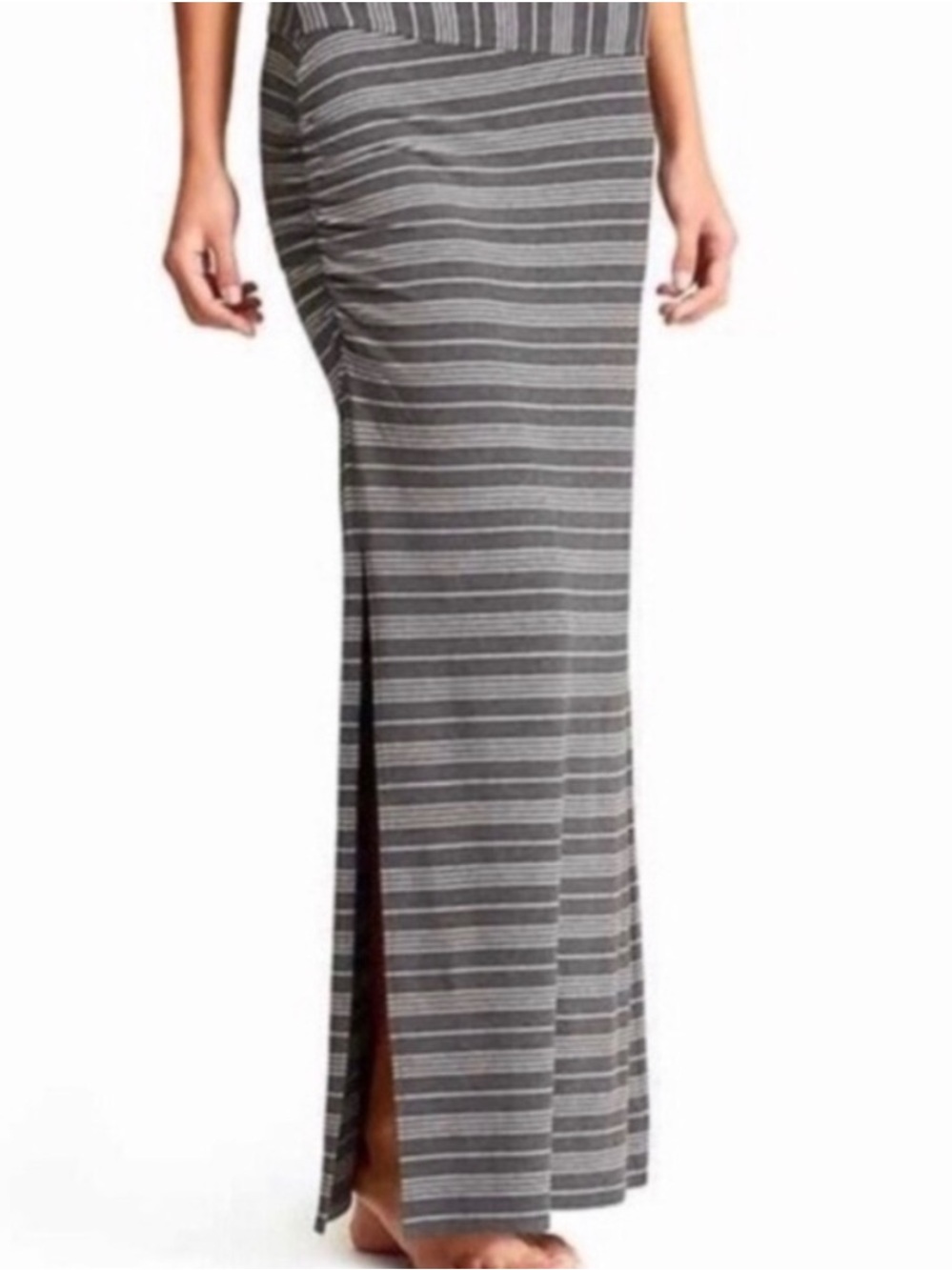 ATHLETA NWT Serafina Stripe Maxi Skirt Ruched High Slit